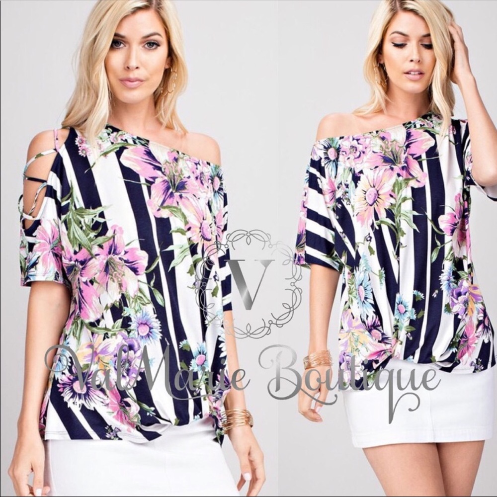 Striped floral blouse